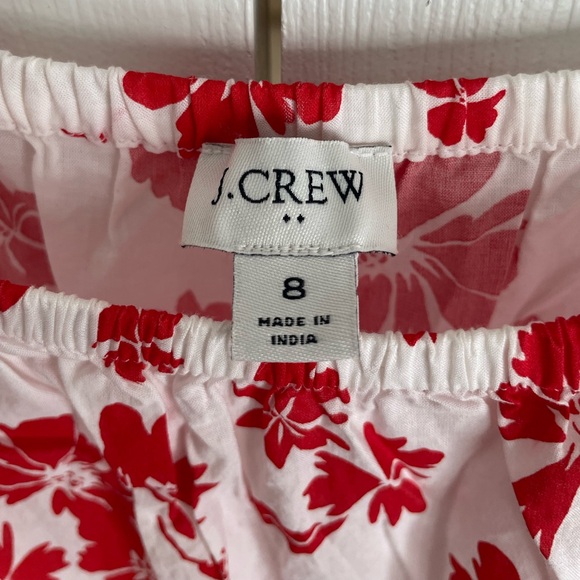 J. Crew Floral Tiered Puff Sleeve Midi Dress Red White 8 - Picture 4 of 14